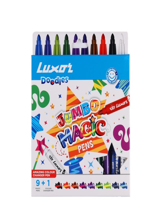 Luxor Doodles Jumbo Magic Pens, 9 Magic Pens + 1 Colour Changer Pen, Vibrant Shades - Image 1